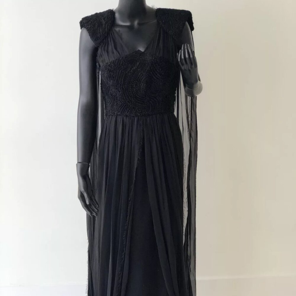 Fendi Goddess Sheer Long Black Gown Dress, Size 40 RP $3200